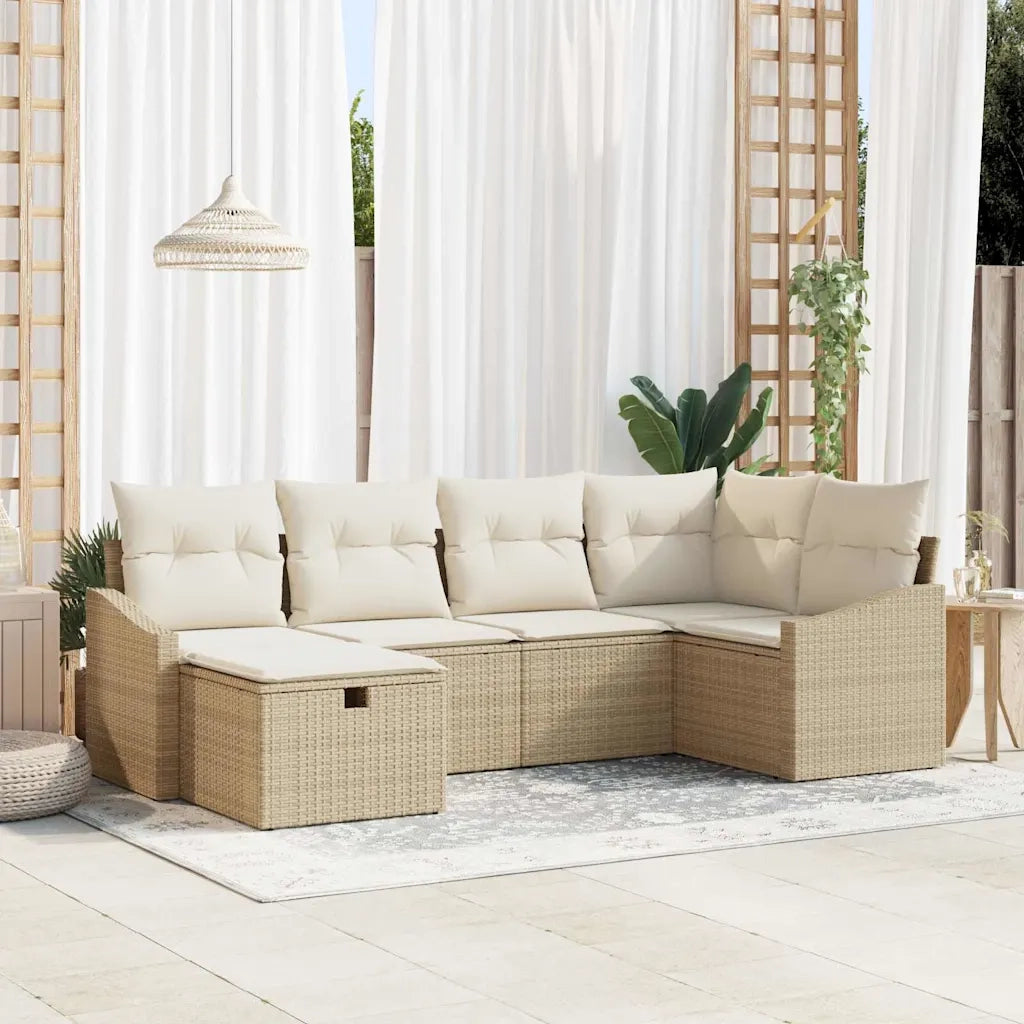 Set di divani con cuscino Beige e Crema polyrattan