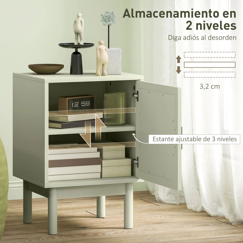 Comodino con porta in rattan ¨C zephmum ¨C verde chiaro 40x35x58 cm