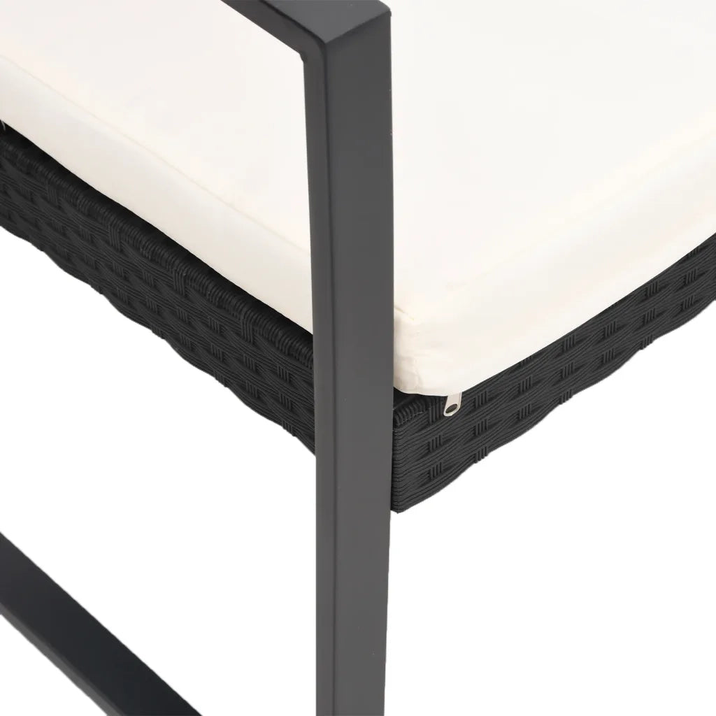 Panca da Giardino a 3 Posti con Cuscini in Rattan PP Nero 360212