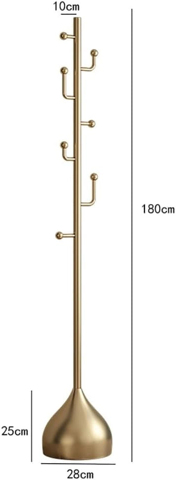 Appendiabiti Indipendente, Albero Appendiabiti Dorato con 7 Ganci Appendiabiti in Metallo per Giacche, Cappelli, Borse, Ingresso, Soggiorno, Camera da Letto, Ufficio Domestico (B)
