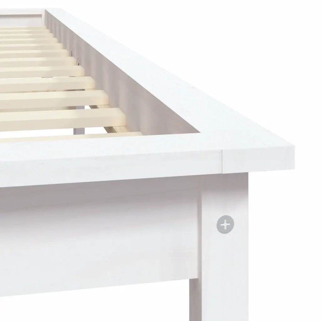Letto matrimoniale | Letto per adulti | Giroletto Bianco 120x200 cm in Legno Massello di Pino