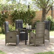 Set da Pranzo per Giardino con cuscino 5 pcs Grigio polyrattan