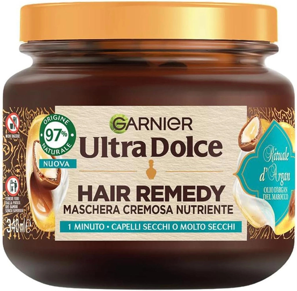 GARNIER ULTRA DOLCE 3 MASCHERE NUTRIENTE PER CAPELLI SECCHI RITUALE D'ARGAN HAIR REMEDY 340 ML