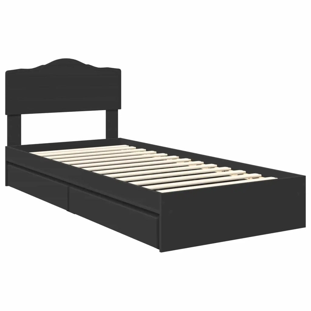 Letto con Contenitore Nero 90 x 190 cm Legno multistrato 3413139