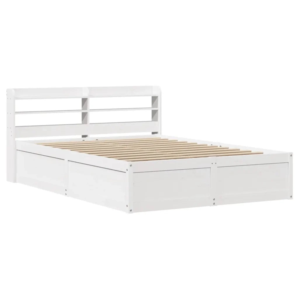 Giroletto con Testiera-Struttura Letto con testiera Bianco 150x200 cm Legno Massello di Pino 442078