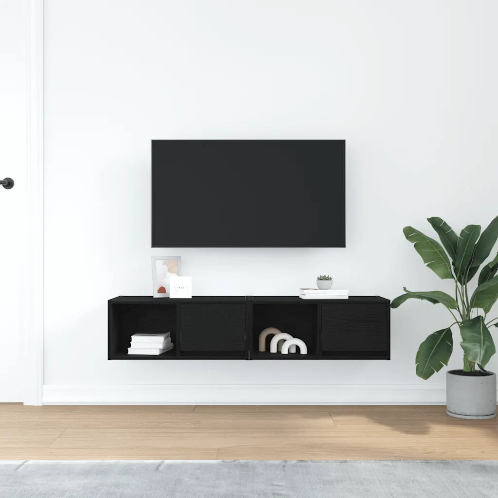 Mobili TV 2 pz Rovere Nero 60x31x25,5 cm in Legno Multistrato 861439