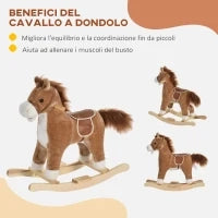 Cavallo a Dondolo Giocattolo con Suoni Realistici per Bambini 36-72 Mesi, Include 2 Batterie AA, Marrone