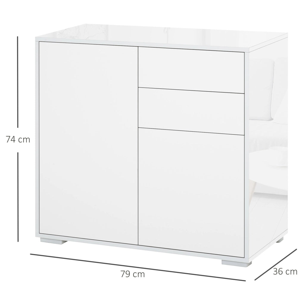 Mobile Multiuso 2 Cassetti 2 Ante 79x36x74 cm in Legno Bianco