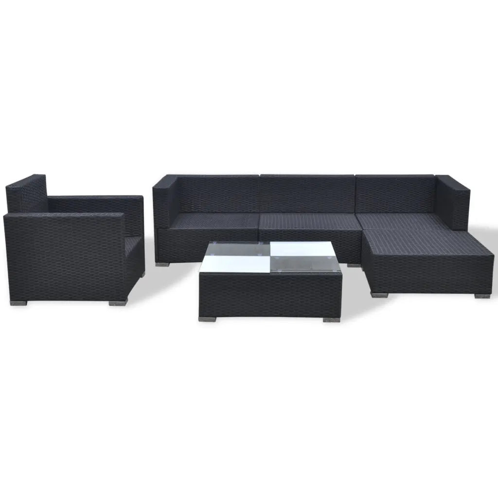 Set Divani da Giardino 6 pz con Cuscini in Polyrattan Nero cod mxl 59649