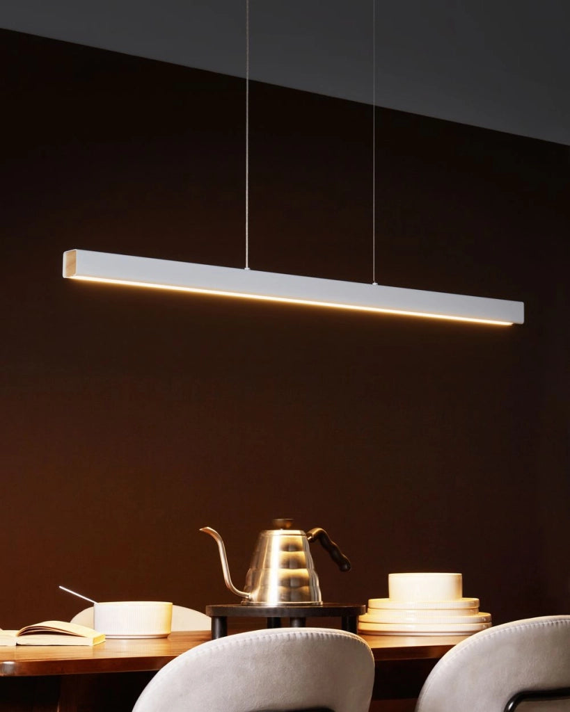 Lampada a sospensione in alluminio bianco con paralume in legno di gomma e base in ferro con telecomando Luce a LED integrata