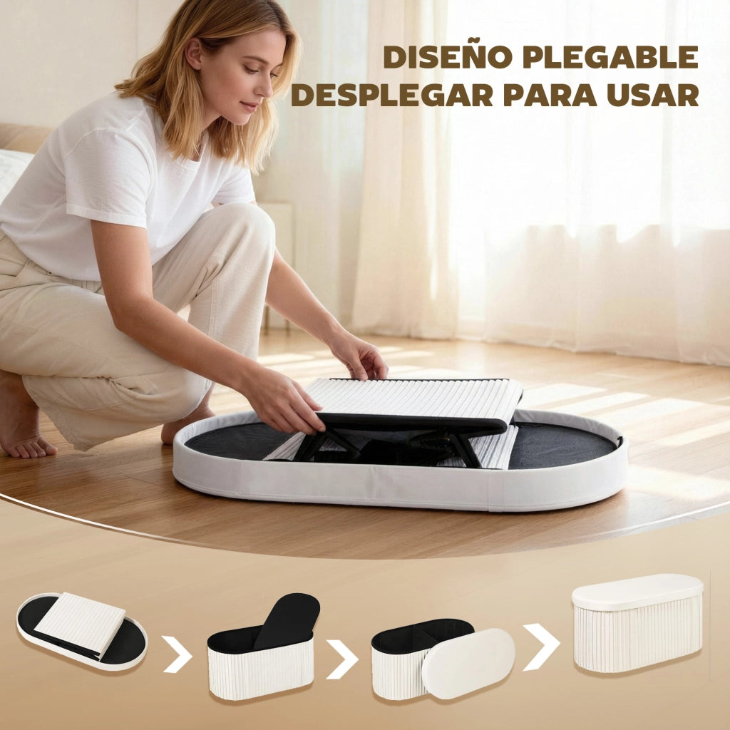 Banco contenitore pieghevole ¨C zephmum ¨C 76x38x35 cm crema velluto