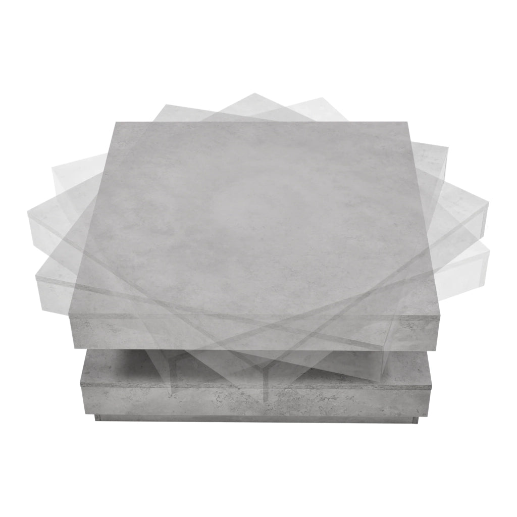 Tavolino con piano girevole 76 x 76 cm legno cemento grigio 03_0004128