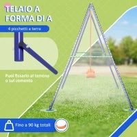 Altalena per Bambini 3-8 Anni con 2 Seggiolini e 4 Picchetti, in Metallo e PP, 269x160x180 cm