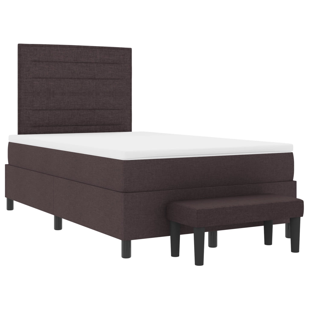 Letto a Box Spring con Materasso e Panchina Marrone Scuro 120x190 cm Tessuto