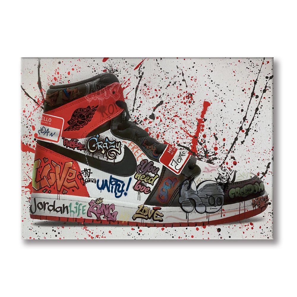 Sneakers Paint -  Quadro Canvas Contemporaneo su telaio in legno Misura: 70X50 cm