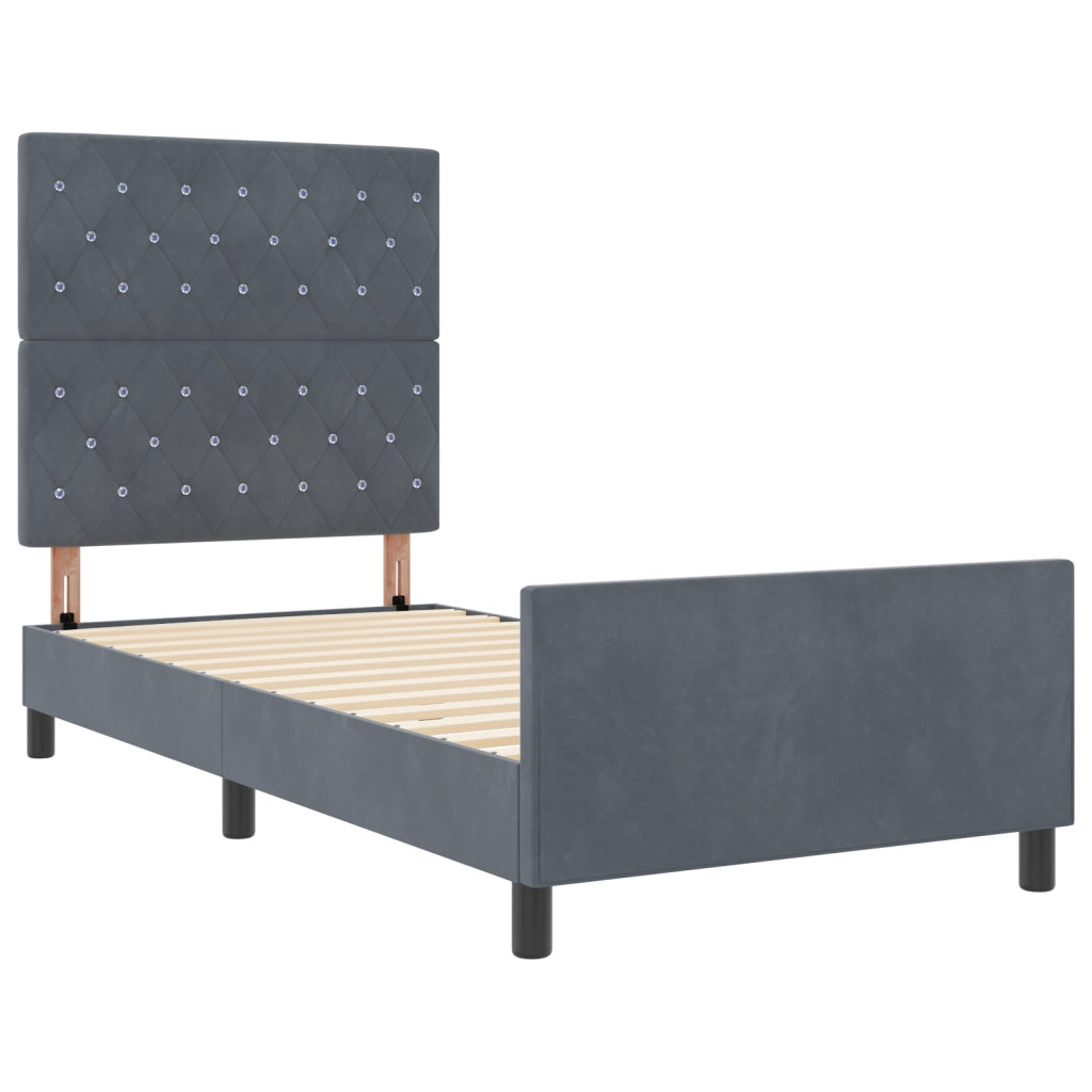 Struttura Letto Grigio Scuro 90x190 cm Velluto