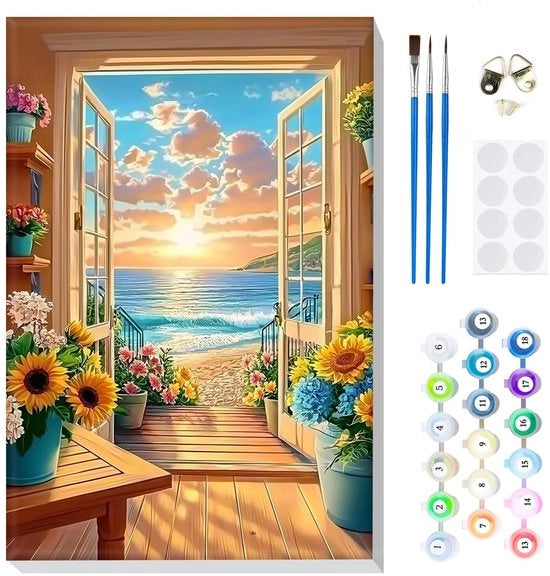 Schilderopzione per adulti - Schilderopzione con cornice - Schilderopzione con cornice per adulti - Schilderopzione DIY con olio - Decorazione per parete - Tela 8 x 30,5 cm - Kit di verniciatura