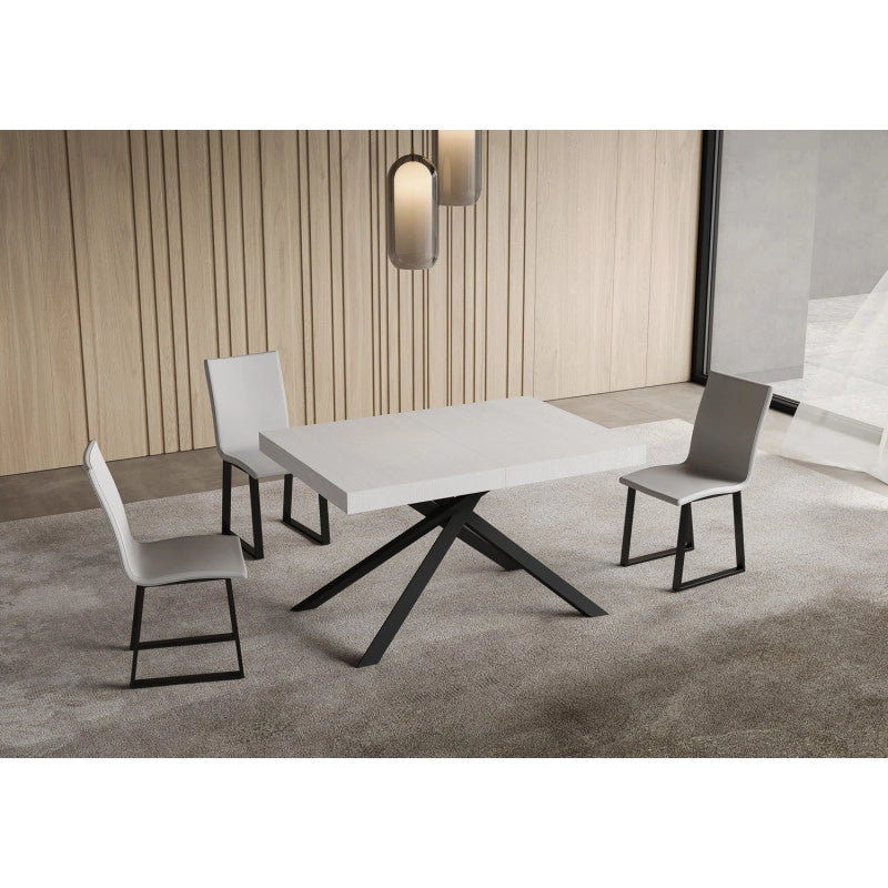 Tavolo allungabile 140/224x80cm Niket telaio Antracite - Bianco Frassino