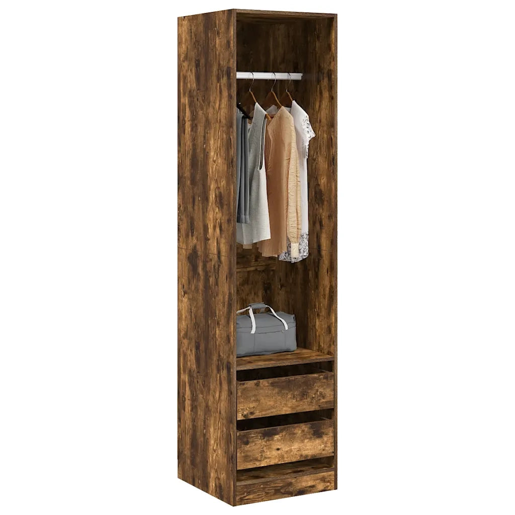 Armadio con Cassetti Rovere Fumo 50x50x200 cm Legno Multistrato