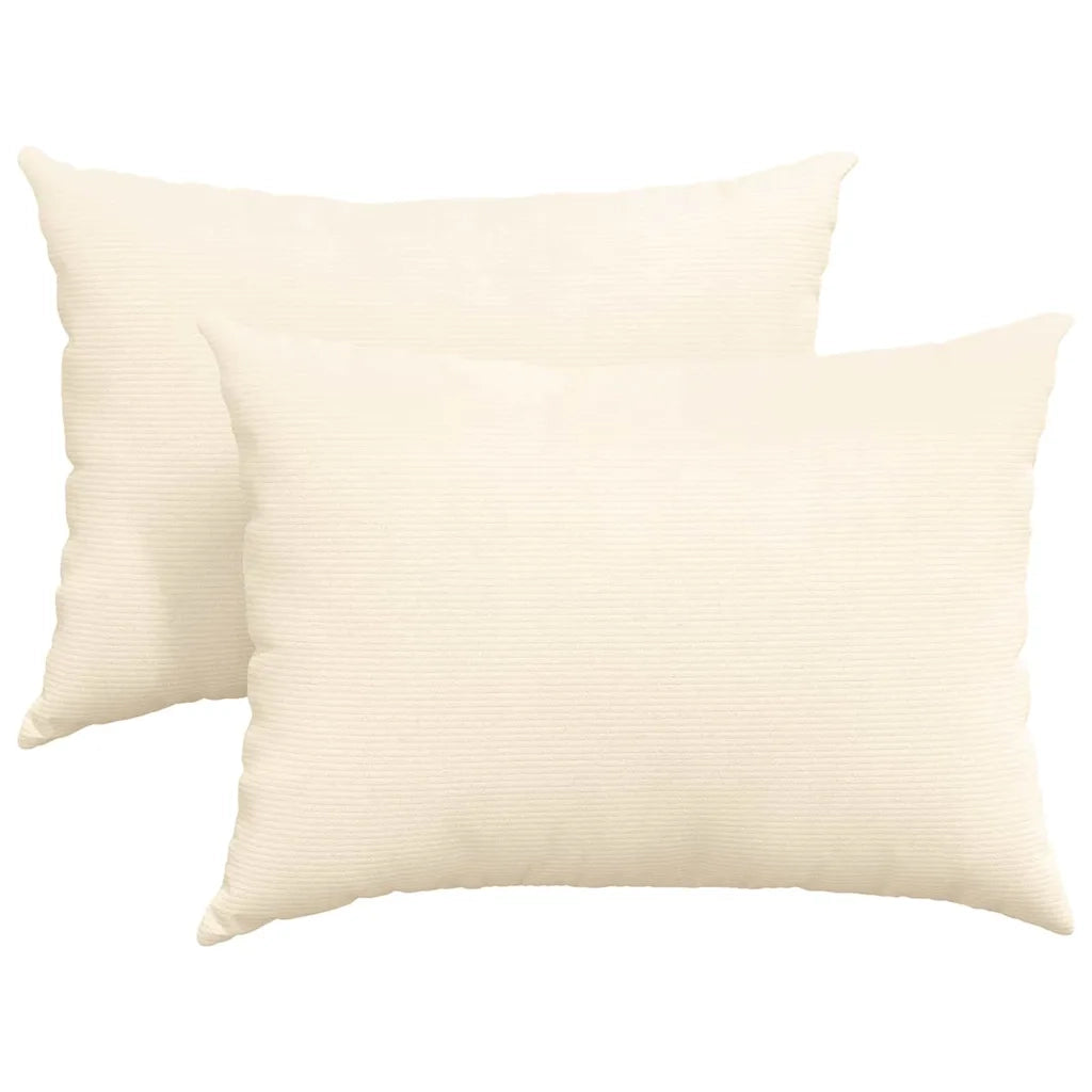 Cuscini da Divano 2 pz | Cuscini per sedie Crema 70 x 50 cm Tessuto in Cords