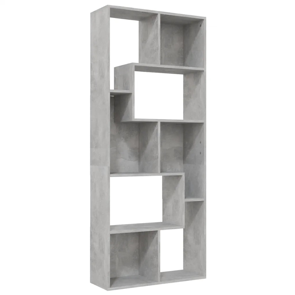 Libreria-Scaffale per Libri-Mobile di Stoccaggio Grigio Cemento 67x24x161 cm in Legno Multistrato
