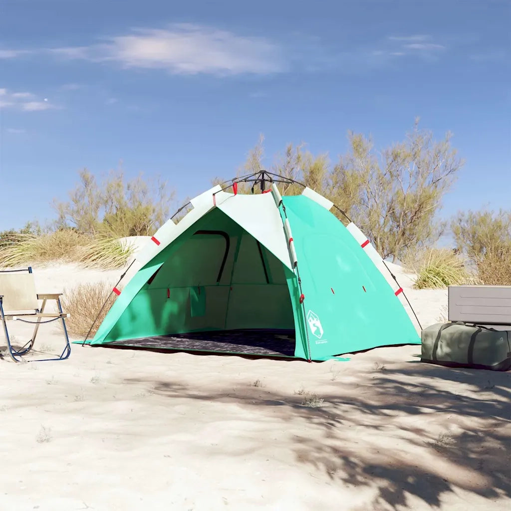 Tenda da Spiaggia 3 Persone-Tenda da campeggio Verde Rilascio Rapido Impermeabile 267145