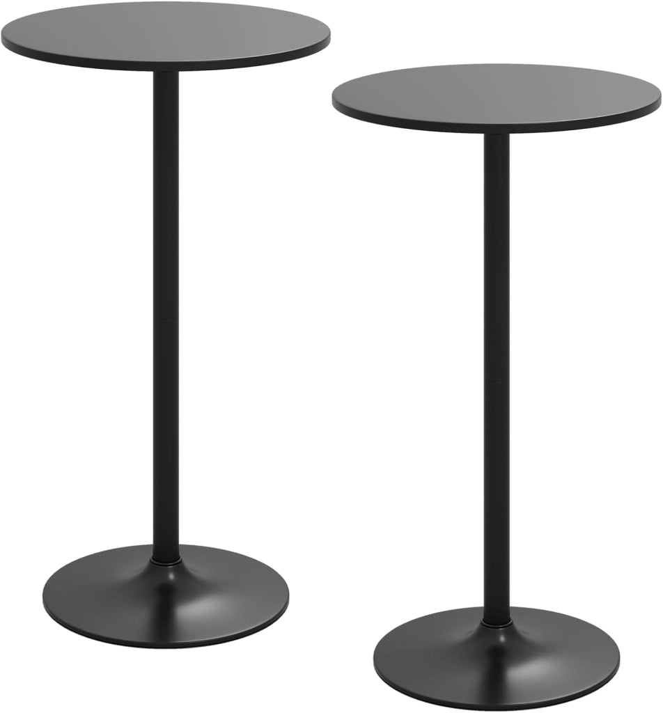 Tavolo da Bar Rotondo, Tavolo da Pub Bistrot con Altezza Regolabile e Base in Metallo, Tavolo da Cocktail in Stile Moderno per Soggiorno, Caffè e Ristorante (Bianco,1)