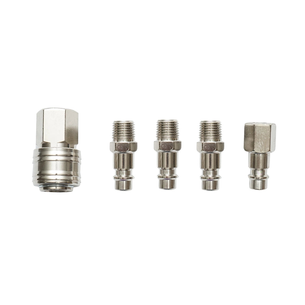 Set di 5 raccordi rapidi da 1/4 per tubi dell'aria compressa e utensili pneumatici Breckner Germany
