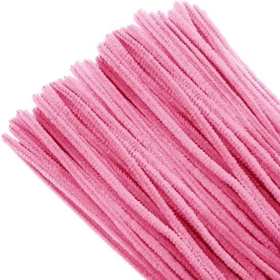 Set di pipe per bambini - 100 pezzi - spazzola per pipe rosa - nastro elastico per cucito - materiale per cucito per bambini - decorazione per fai da te - lunghezza 30 cm