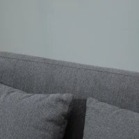 Divano Doppio Rivestimento con Cuscini, Divanetto in Tessuto, Design Compatto Moderno a Due Posti, Regolabile in Altezza, Vellutato, Poliestere, Gomma, Legno, Schiuma, 130 x 70 x 80 cm, Grigio e Naturale