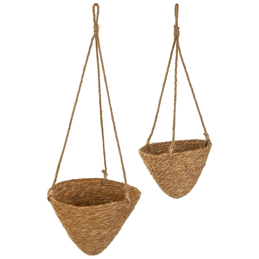 Cestini pensili in fibra naturale marrone d27,5x25h-d22x18h