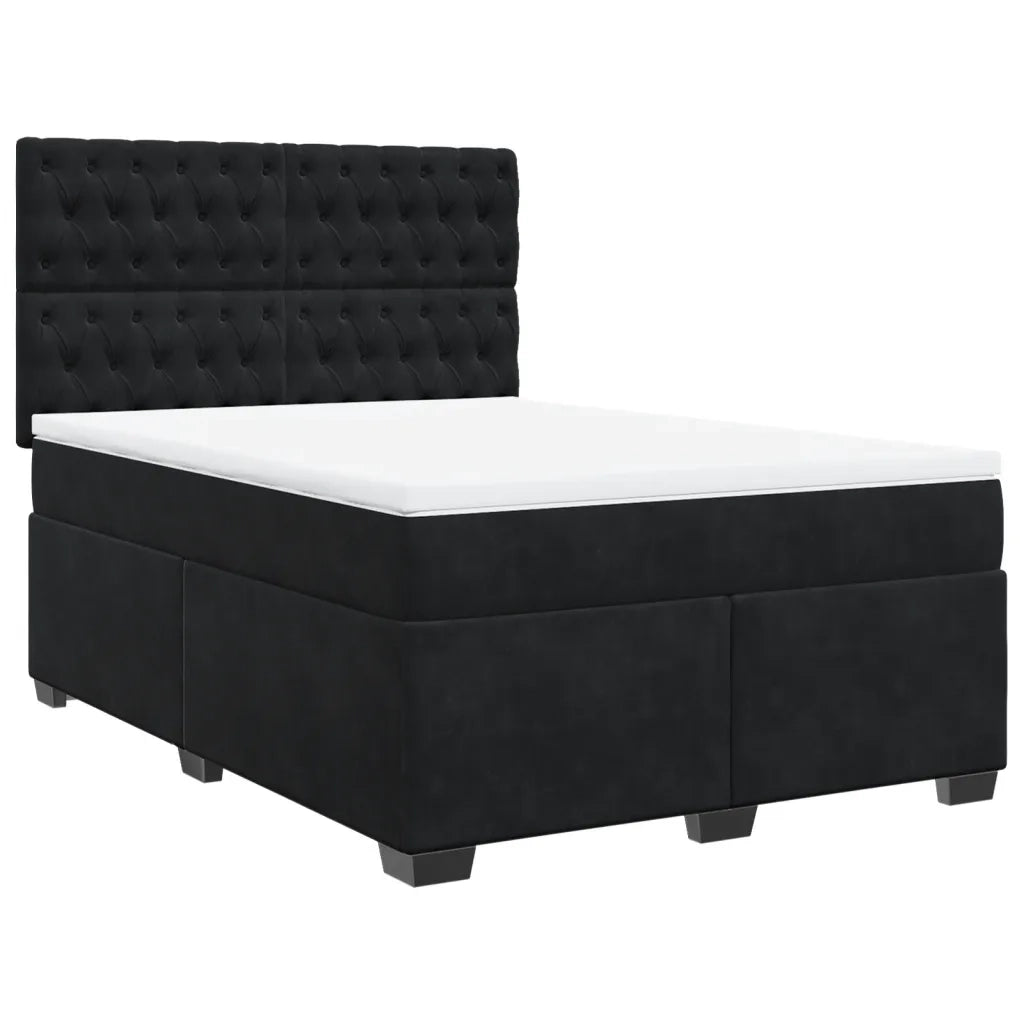 Giroletto a Molle con Materasso Nero 140x190 cm in Velluto