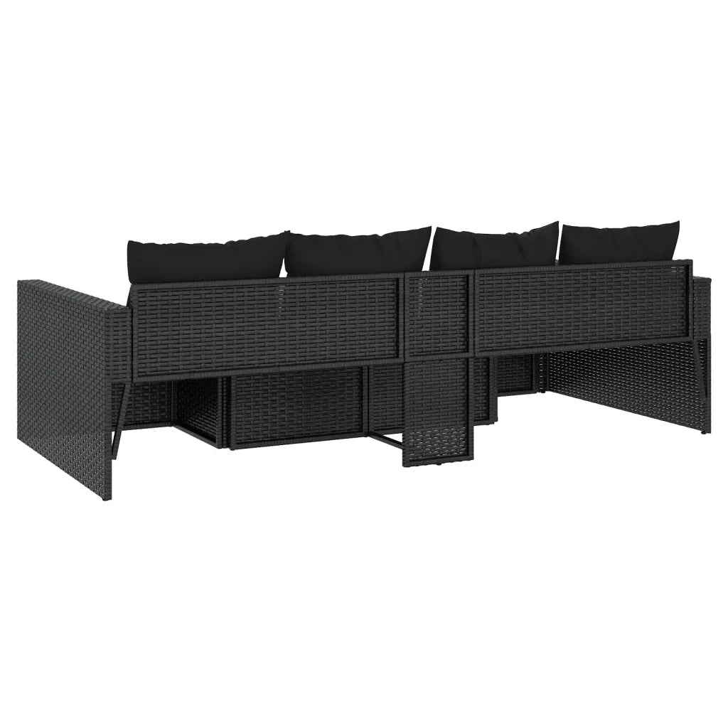 Set da Giardino 2 pz | Set Salotto da Giardino con Cuscini Nero in Polyrattan