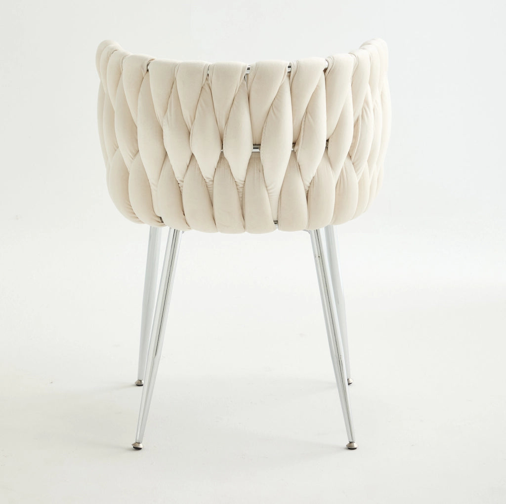 Sgabello da bar 66.0x44.5x52.0 cm con schienale basso; struttura in metallo e tessuto avorio