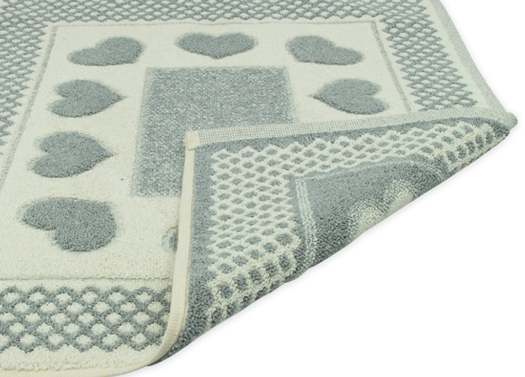 Tappeto Bagno Doccia Spugna Tappetino Assorbente Cotone Pelo Corto Mod. Love O.B - 45x60 - Grigio