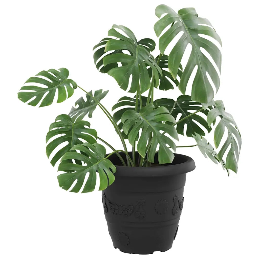 Fioriere | Cassetta per fiori | Vaso Rotondo per Fiori 24 pz Nero ? 34 x 28 cm Plastica