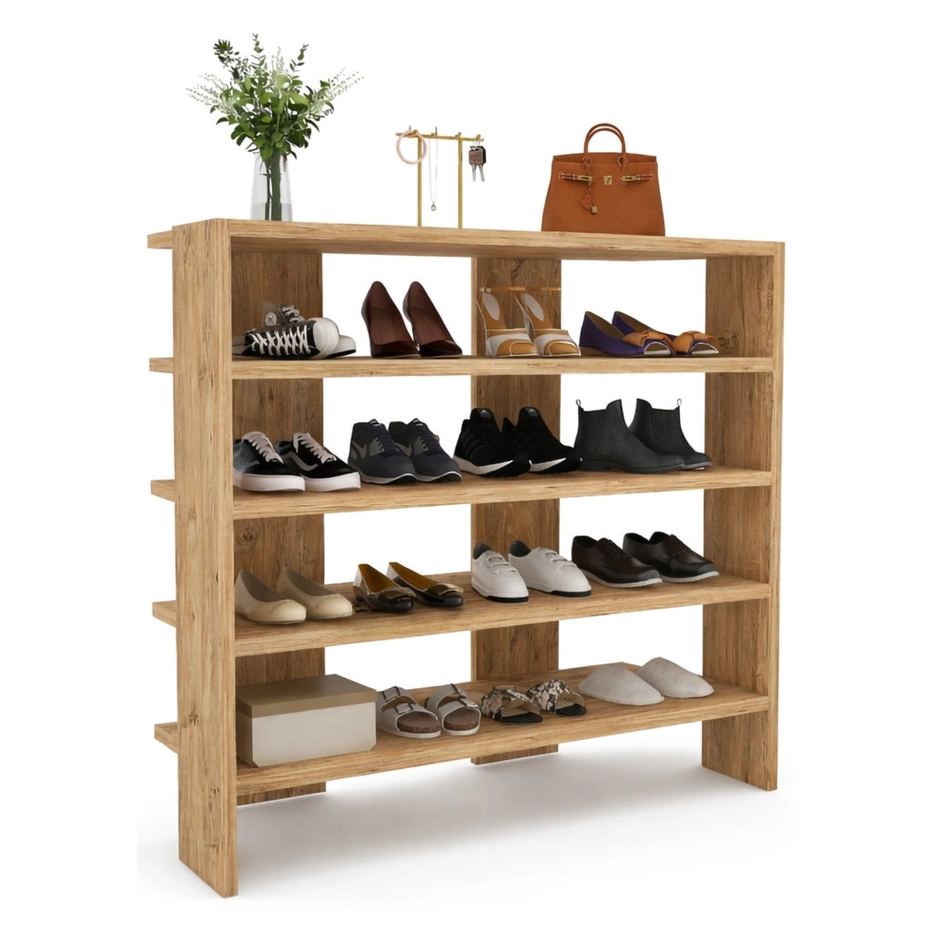 Mobile Portascarpe Offida, Scarpiera 16 Paia, 76x31x72h cm Marrone Rovere Nodi