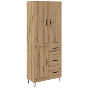 Credenza 2 pz | Madia | Buffet da pranzo | Armadio da pranzo Rovere artigianale Legno ingegnerizzato e vetro