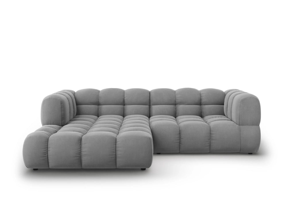 Cosmopolitan Design - Divano angolare modulare sinistro "Sky" 3 posti in velluto grigio chiaro 