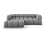 Cosmopolitan Design - Divano angolare modulare sinistro "Sky" 3 posti in velluto grigio chiaro 