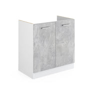 Mobile lavello cucina R-Line Calcestruzzo/Bianco 80 cm senza piano di lavoro Vicco