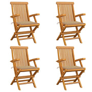 Sedie da Giardino con Cuscini Beige 4 pz Massello di Teak cod mxl 74200