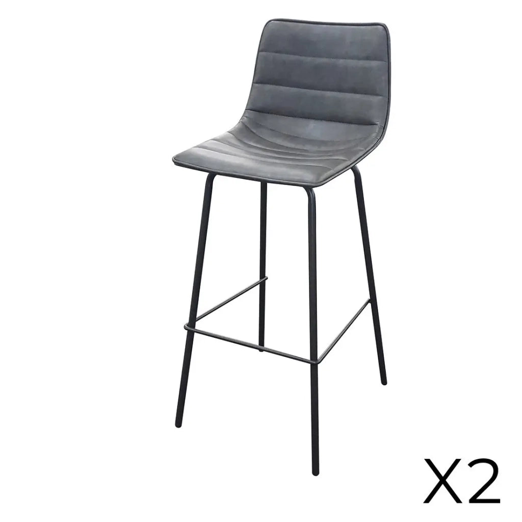 Set di 2 sgabelli da bar con schienale effetto pelle grigio quarzo collezione NETS - Stile industriale