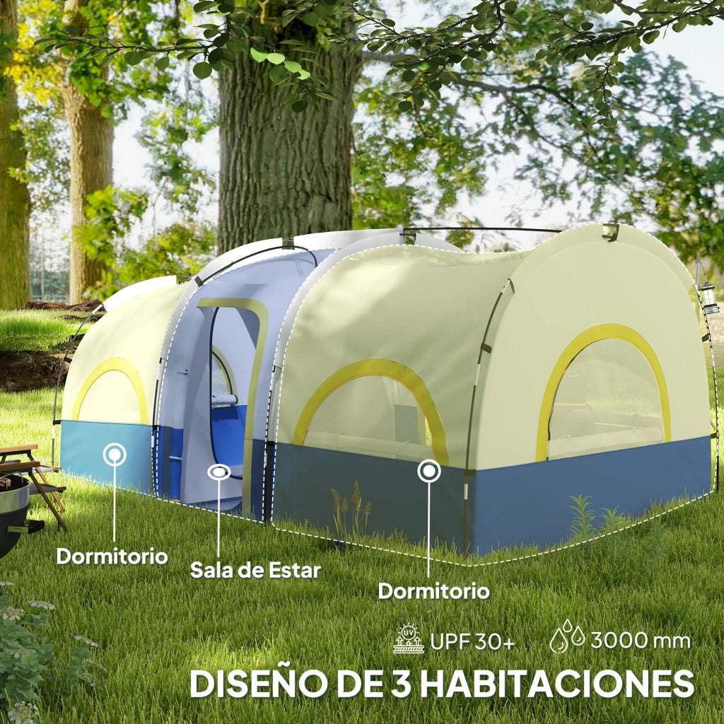 Tenda da campeggio familiare 4 persone ¨C zephmum ¨C blu e bianco 435x251x195 cm