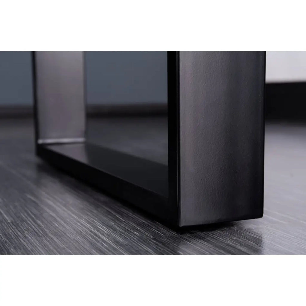 Table LODEN 140 cm - Piano in legno massiccio di sheesham verniciato - Gambe a U in metallo nero