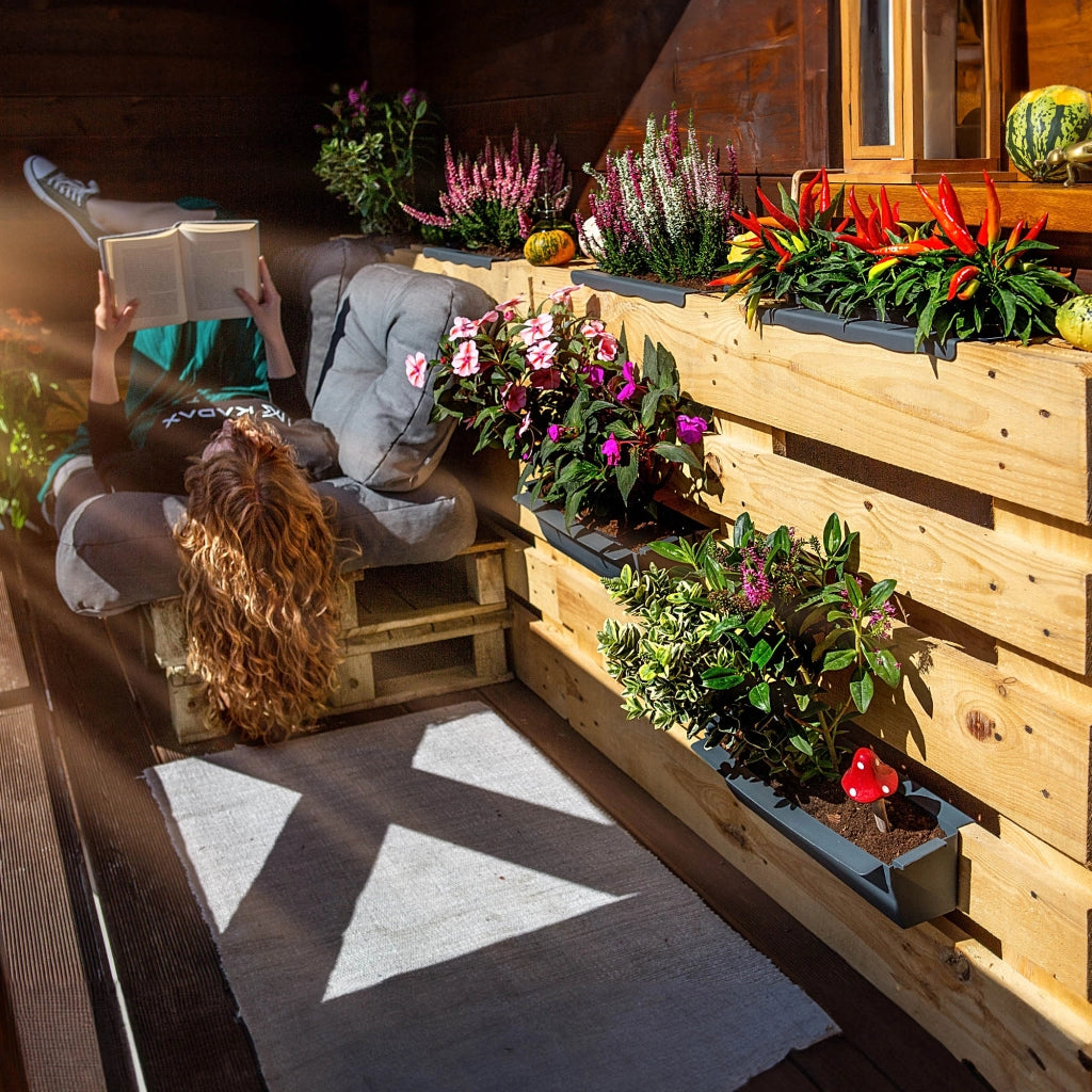 Vaso da fiori KADAX, vasi da fiori per Europallets, scatola da 40 cm, 16 pezzi