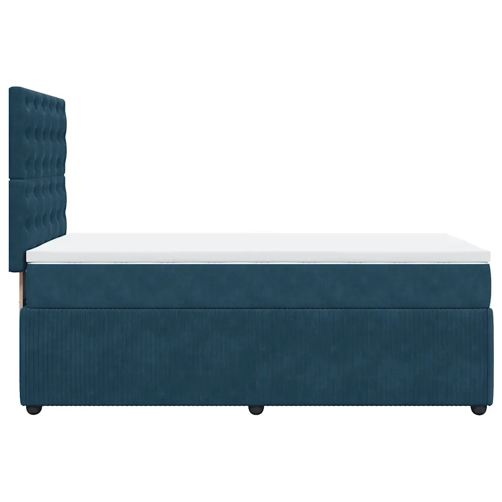 Giroletto a Molle con Materasso Blu Scuro 100x200 cm in Velluto