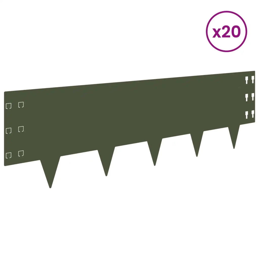 Bordura per Prato 20 pcs 100 x 30 cm Acciaio Verde Oliva 8008633