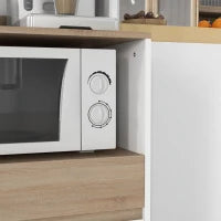 Mobile da cucina per forno a microonde con armadio cassetto mensola superiore 60 x 40 x 131 cm naturale e bianco