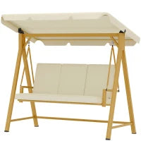 Dondolo da Giardino 3 Posti con Tettuccio Regolabile e Cuscini, 195x120x170 cm, Beige